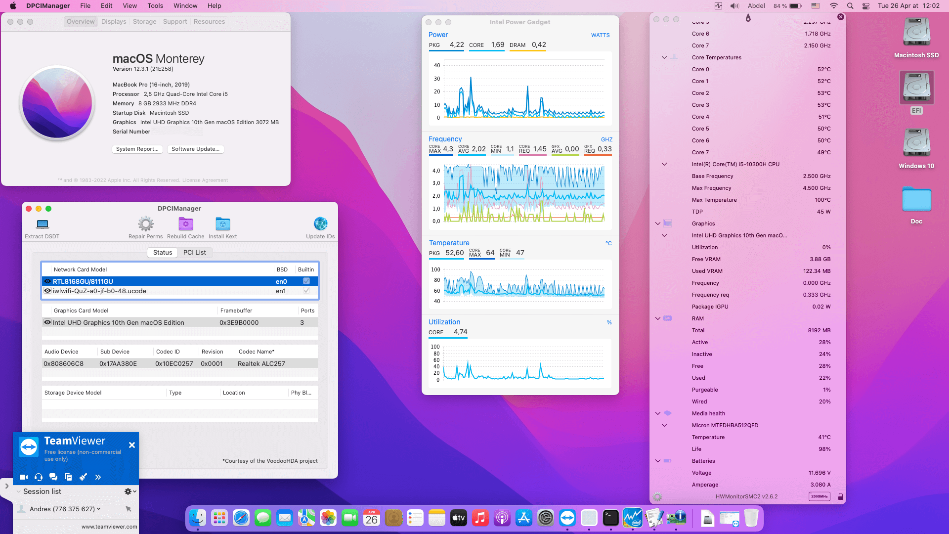 Success Hackintosh macOS Monterey 12.3.1 Build 21E258 in Lenovo Ideapad Gaming 3 15iMH05